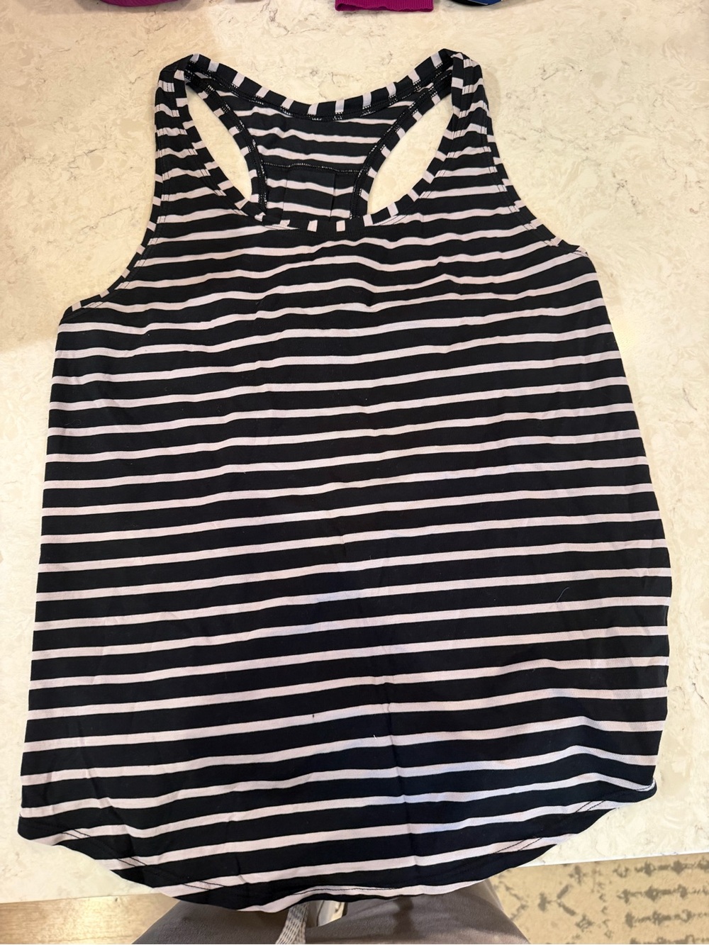 Lululemon Cool Racer Back Striped Racerback Tank Top - Black and White